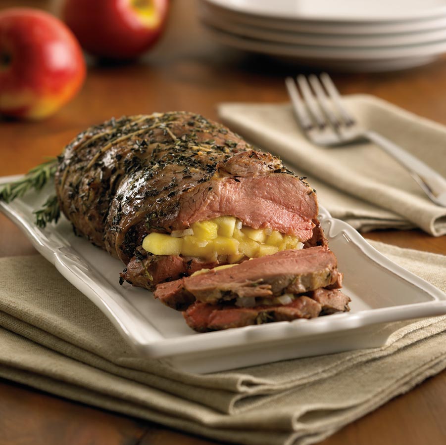 Roasted Leg of Lamb Stuffed with Ontario Apple and Rosemary