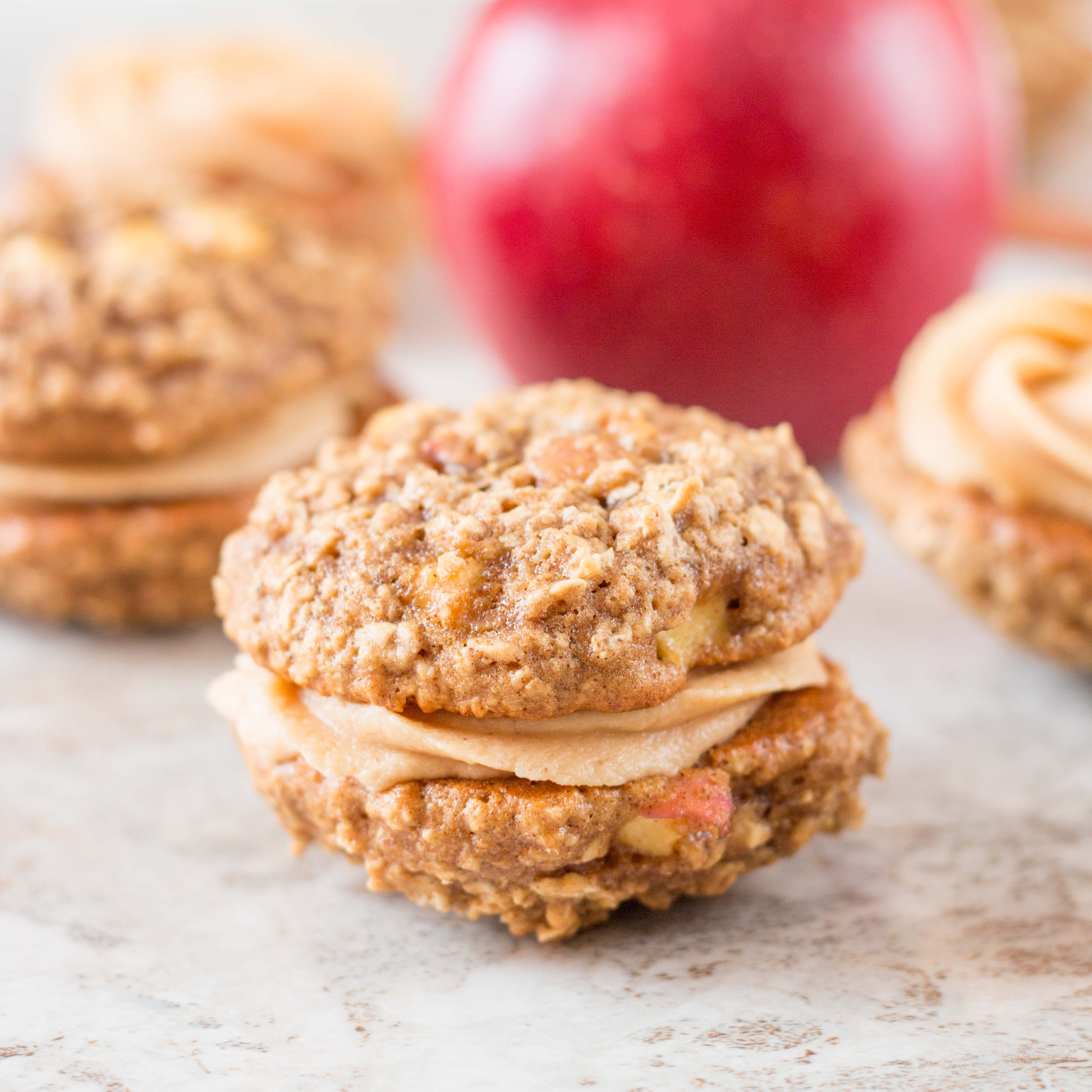 Apple Oatmeal Whoopie Pies with Peanut Butter Frosting